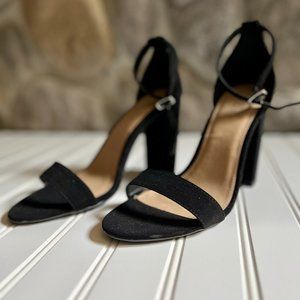 Ankle Strap Open Toe Heel - Black